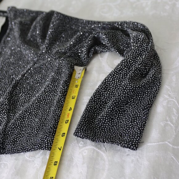 Vintage ONYX Nite Black Sparkly Long Sleeve Bolero Open Front Jacket Size 12 - Picture 10 of 11